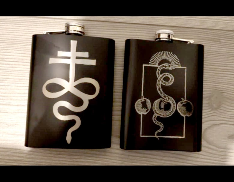 Image of "We Are Him" Whiskey Flask.