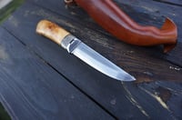 Image 3 of Elegant and timeless — this luxury handmade Puukko 14C28N blade, birch burl handle