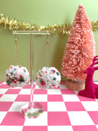 Image 4 of holiday pom pom earrings