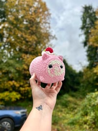 Image 1 of Strawberry Cakeroll Crochet Cat - Made to Order