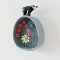 Image 2 of Ceramic Badger on Arched Frame- SOLD