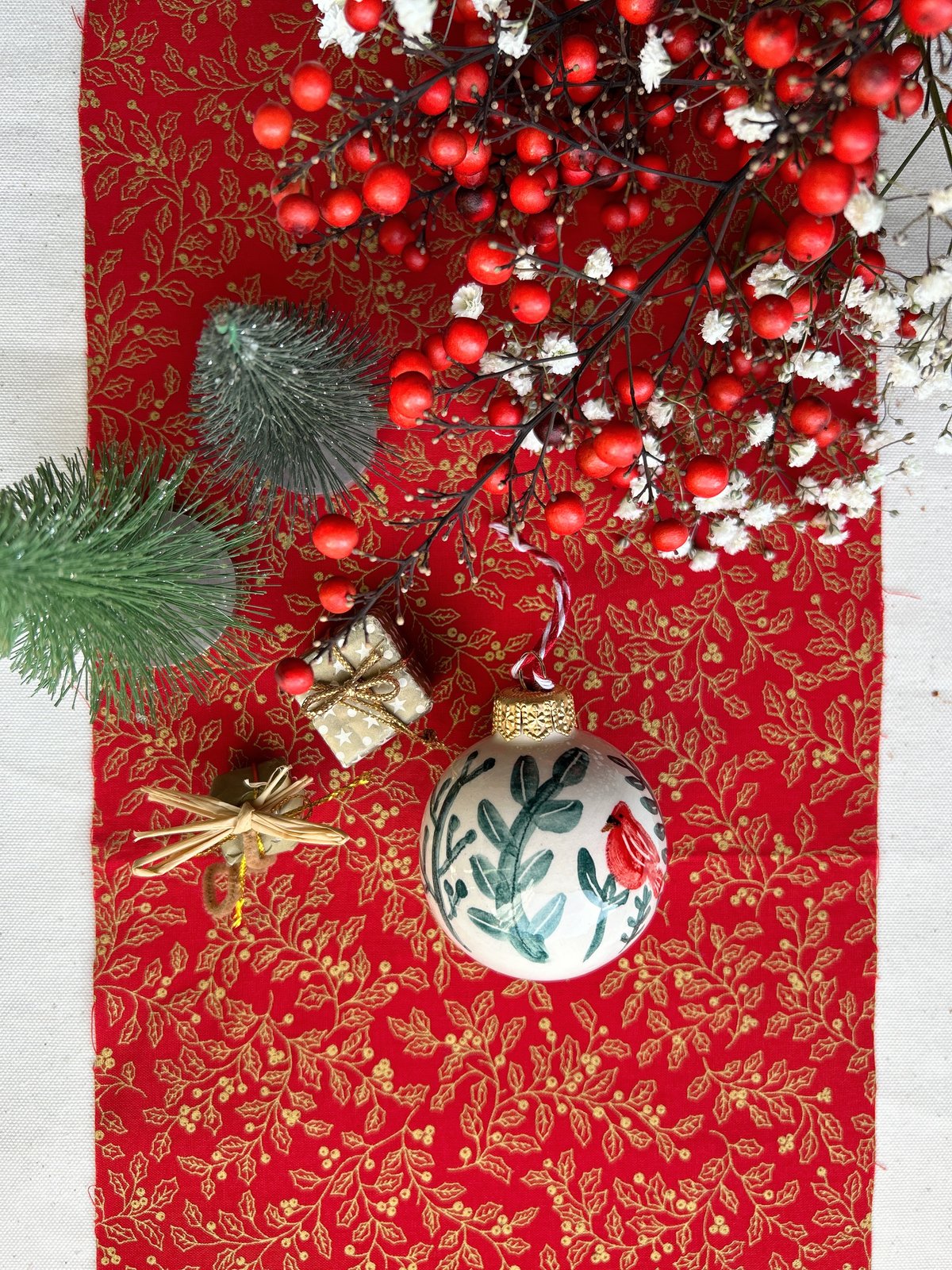 PALLINA DI NATALE - Decorazione #1 - Uccellino rosso