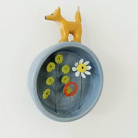 Image 3 of Ceramic Fox on Circular Frame -SOLD