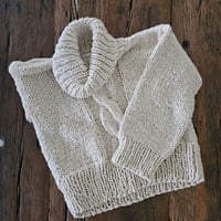 Image 2 of Chunky Cotton Turtleneck Sweater – Hand-Knitted in Argentina | Natural Cotton | Size Small (US 2) 