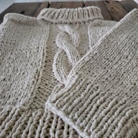 Image 4 of Chunky Cotton Turtleneck Sweater – Hand-Knitted in Argentina | Natural Cotton | Size Small (US 2) 