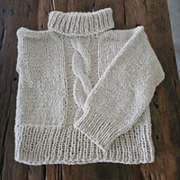 Image 5 of Chunky Cotton Turtleneck Sweater – Hand-Knitted in Argentina | Natural Cotton | Size Small (US 2) 