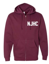 Image 1 of NEW JERSEY HARDCORE ZIP UP HOODIE MAROON/WHITE **PREORDER**
