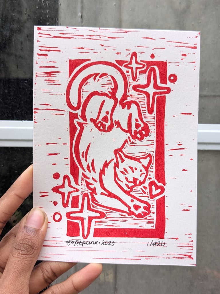 Belly Up - Original Lino Print 