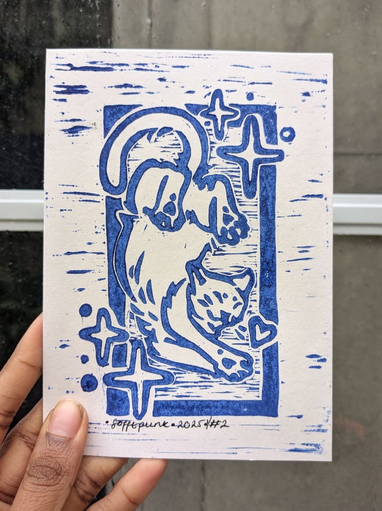 Belly Up - Original Lino Print  Image 2