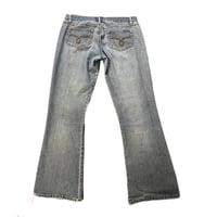 Image 3 of Women's Y2K Vintage Low Rise Roxy Jeans , boot cut med wash bohemian chic SZ 10 light weight denim 