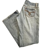 Image 1 of Women's Y2K Vintage Low Rise Roxy Jeans , boot cut med wash bohemian chic SZ 10 light weight denim 