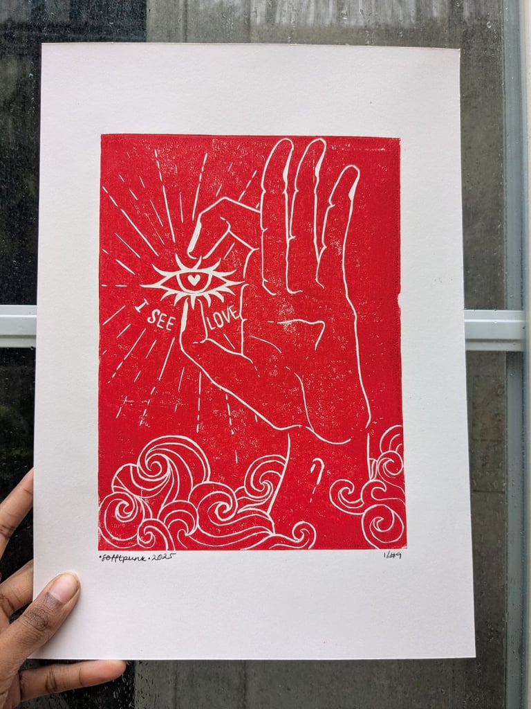 I See Love - Original Lino Print  Image 2