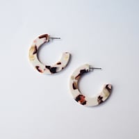 Image 2 of *LAST FEW* Cocoa Marble Midi Hoop Earrings