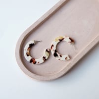 Image 1 of *LAST FEW* Cocoa Marble Midi Hoop Earrings