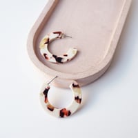 Image 3 of *LAST FEW* Cocoa Marble Midi Hoop Earrings