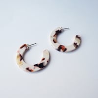 Image 4 of *LAST FEW* Cocoa Marble Midi Hoop Earrings