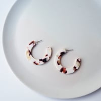 Image 5 of *LAST FEW* Cocoa Marble Midi Hoop Earrings