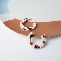 Image 6 of *LAST FEW* Cocoa Marble Midi Hoop Earrings