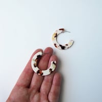 Image 7 of *LAST FEW* Cocoa Marble Midi Hoop Earrings