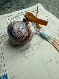 Image 2 of 'The Colours of Charleston' small hand marbled ceramic bauble - No.16