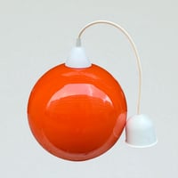 Image 2 of Suspension ronde en opaline orange - verre opalin vintage 1960 - 1970 - Space Age 