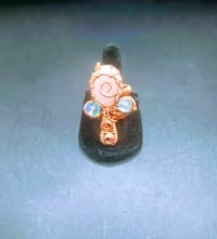 Image 3 of Rose Quartz and Neodymium Magnet Ankh Ring Adjustable 