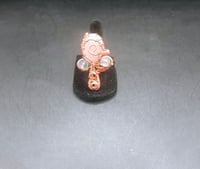 Image 6 of Rose Quartz and Neodymium Magnet Ankh Ring Adjustable 