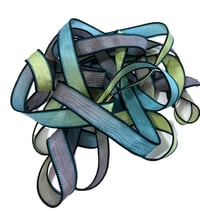 Image 1 of 1PC. ISLAND PALMS 42" hand dyed wrist wrap bracelet silk ribbon//Yoga wrist wrap bracelet ribbon