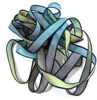 Image 2 of 1PC. ISLAND PALMS 42" hand dyed wrist wrap bracelet silk ribbon//Yoga wrist wrap bracelet ribbon