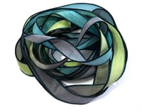 Image 3 of 1PC. ISLAND PALMS 42" hand dyed wrist wrap bracelet silk ribbon//Yoga wrist wrap bracelet ribbon