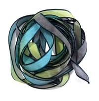 Image 4 of 1PC. ISLAND PALMS 42" hand dyed wrist wrap bracelet silk ribbon//Yoga wrist wrap bracelet ribbon