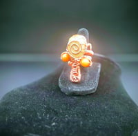 Image 4 of Indian Agate and Neodymium Magnet Ankh Ring Adjustable 