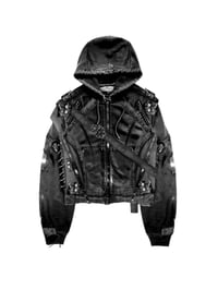 Image 1 of ‘Víno’ Black Gradient Hybrid Hoodie