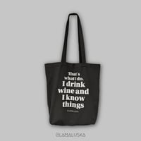I DRINK WINE TOTEBAG BLACK 