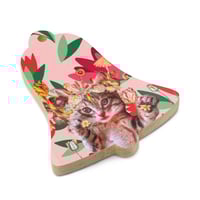 Image 6 of Penelope - Hinoki Wood Ornament - Bell Shaped Ornament - Heart Shaped Cat Ornament - Tulips 