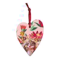Image 12 of Penelope - Hinoki Wood Ornament - Bell Shaped Ornament - Heart Shaped Cat Ornament - Tulips 