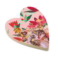 Image 13 of Penelope - Hinoki Wood Ornament - Bell Shaped Ornament - Heart Shaped Cat Ornament - Tulips 