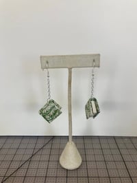Book Earrings -Leaf Print Paper