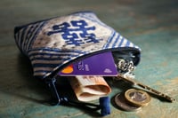 Image 4 of Hand-printed Double Happiness Fabric Mini Wallet Card and Coin Purse