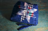 Image 1 of Indigo Star Patchwork Pouch, Handmade Zipper Pouch, Fabric Purse