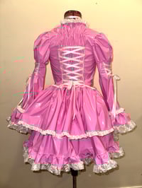 Image 5 of “monophobia” print PVC princess OP w/ bat print headdress (pink x white)