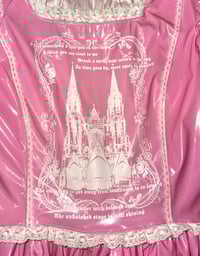 Image 7 of “monophobia” print PVC princess OP w/ bat print headdress (pink x white)