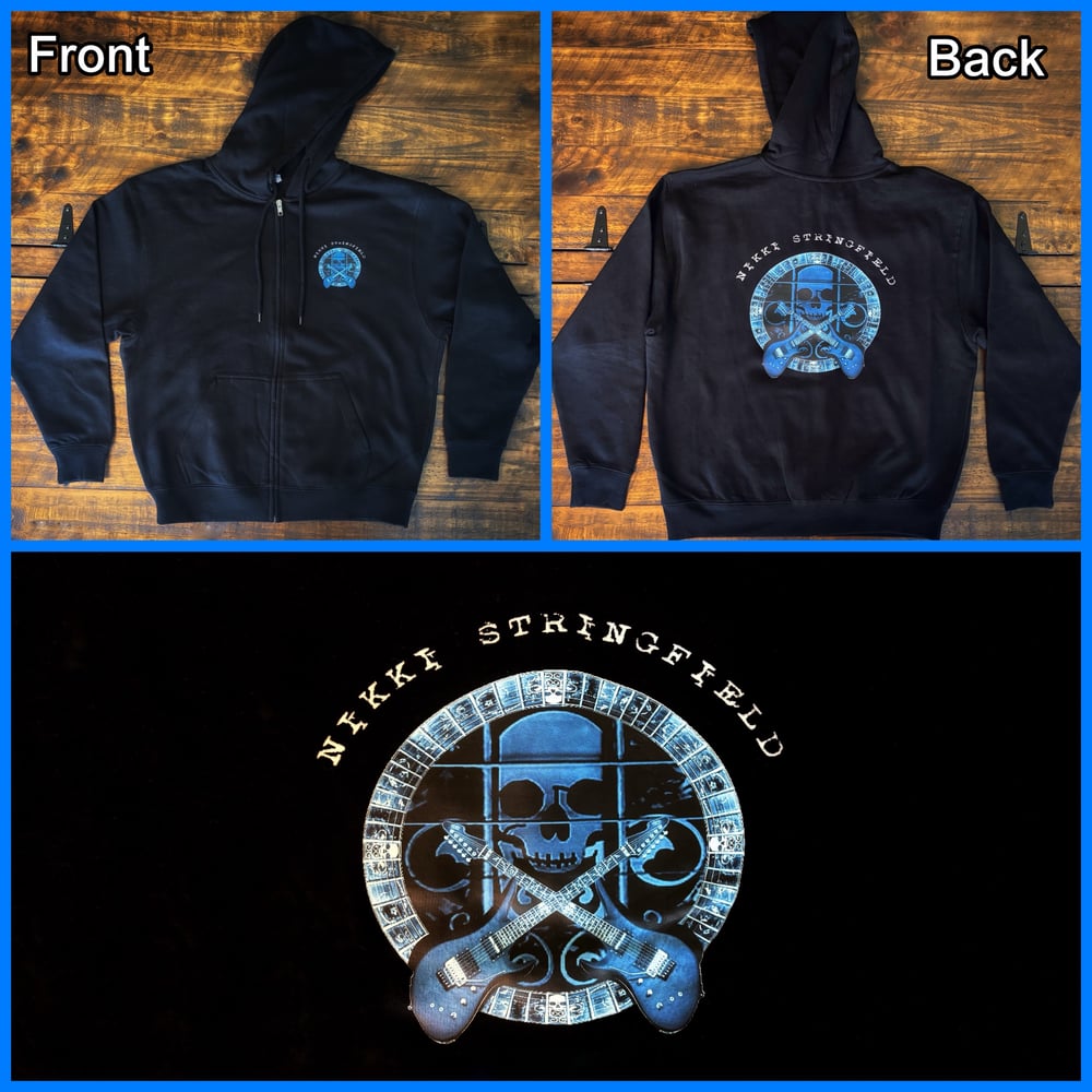 Image of Blue Skull Logo Zip Up Hoodie