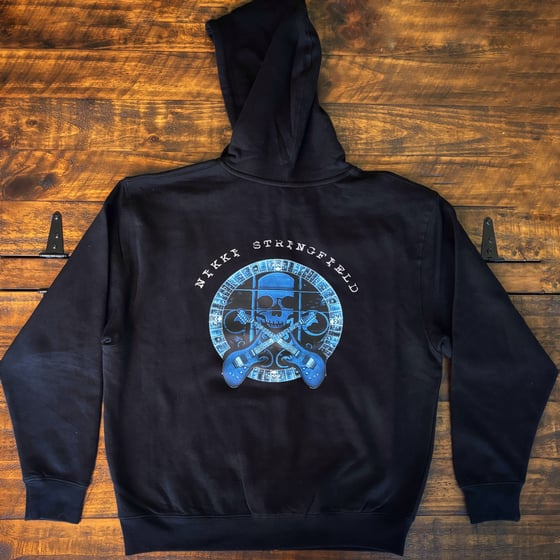 Image of Blue Skull Logo Zip Up Hoodie