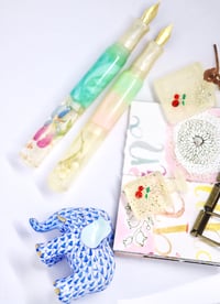 Image 5 of Pressed Flower Turquoise Maximalism - Pocket Fountain Pen