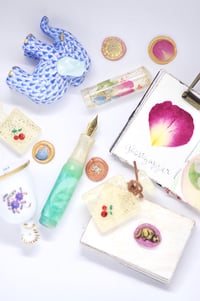 Image 2 of Pressed Flower Turquoise Maximalism - Pocket Fountain Pen