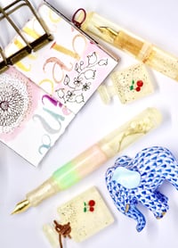 Image 1 of White Flower, Pastel Maximalism - Pocket Fountain Pen