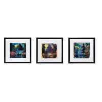 Image 1 of Sunrise At The Market set of 3 framed watercolor paintings