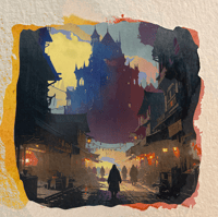 Image 2 of Sunrise At The Market set of 3 framed watercolor paintings