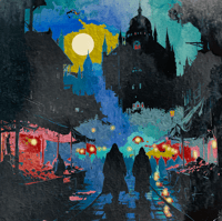 Image 4 of Sunrise At The Market set of 3 framed watercolor paintings